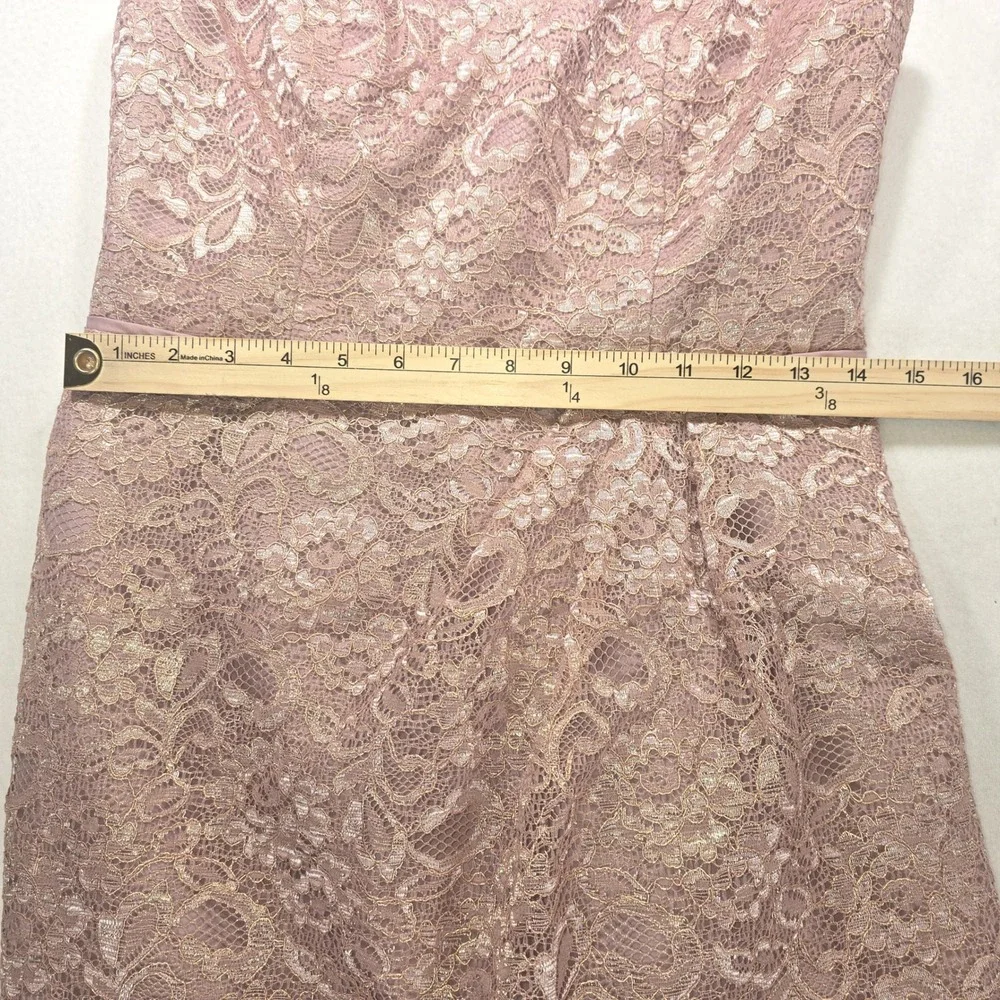 Davids Bridal Mauve Pink Metallic Floral Lace Cocktail Sheath Dress Womens 8